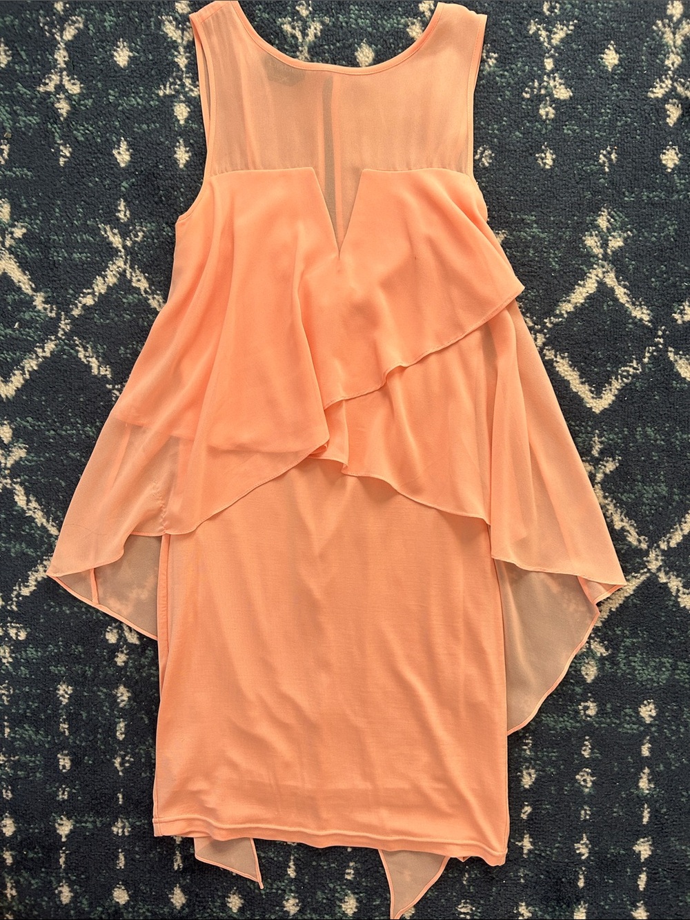 Bebe Peach Chiffon Layered Sleeveless Women’s Top